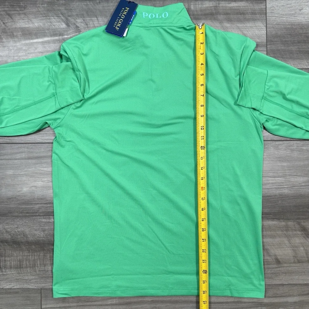 Polo Golf Ralph Lauren‎ Solid Stretch Peached Jersey Half Zip Cabo Green MEDIUM